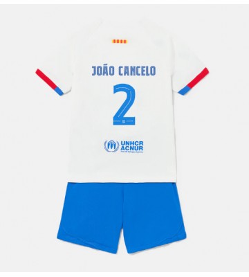 Barcelona Joao Cancelo #2 Segunda Equipación Niños 2023-24 Manga Corta (+ Pantalones cortos)